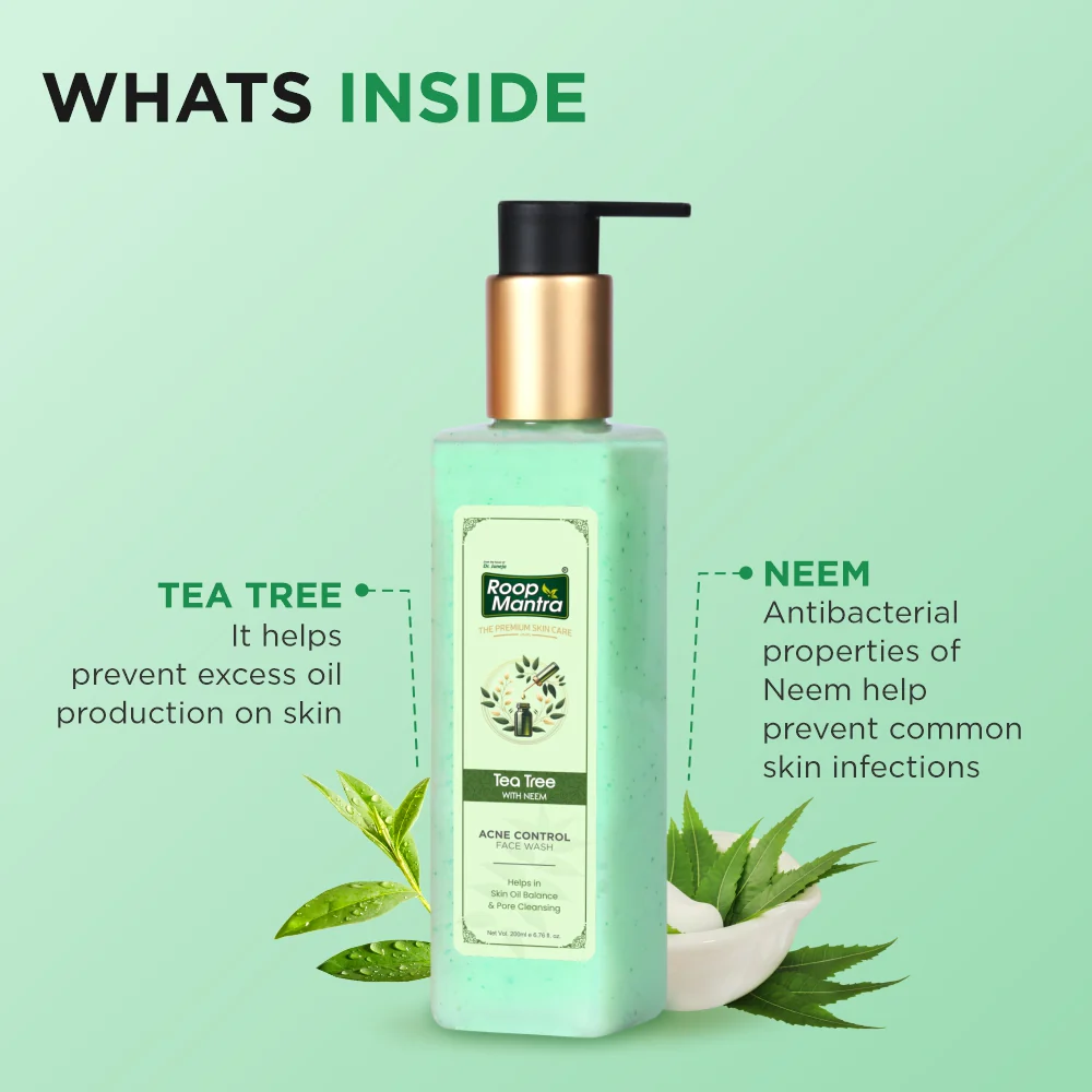 Roop Mantra Tea Tree Acne Control Face Wash - 200ml - Image 5