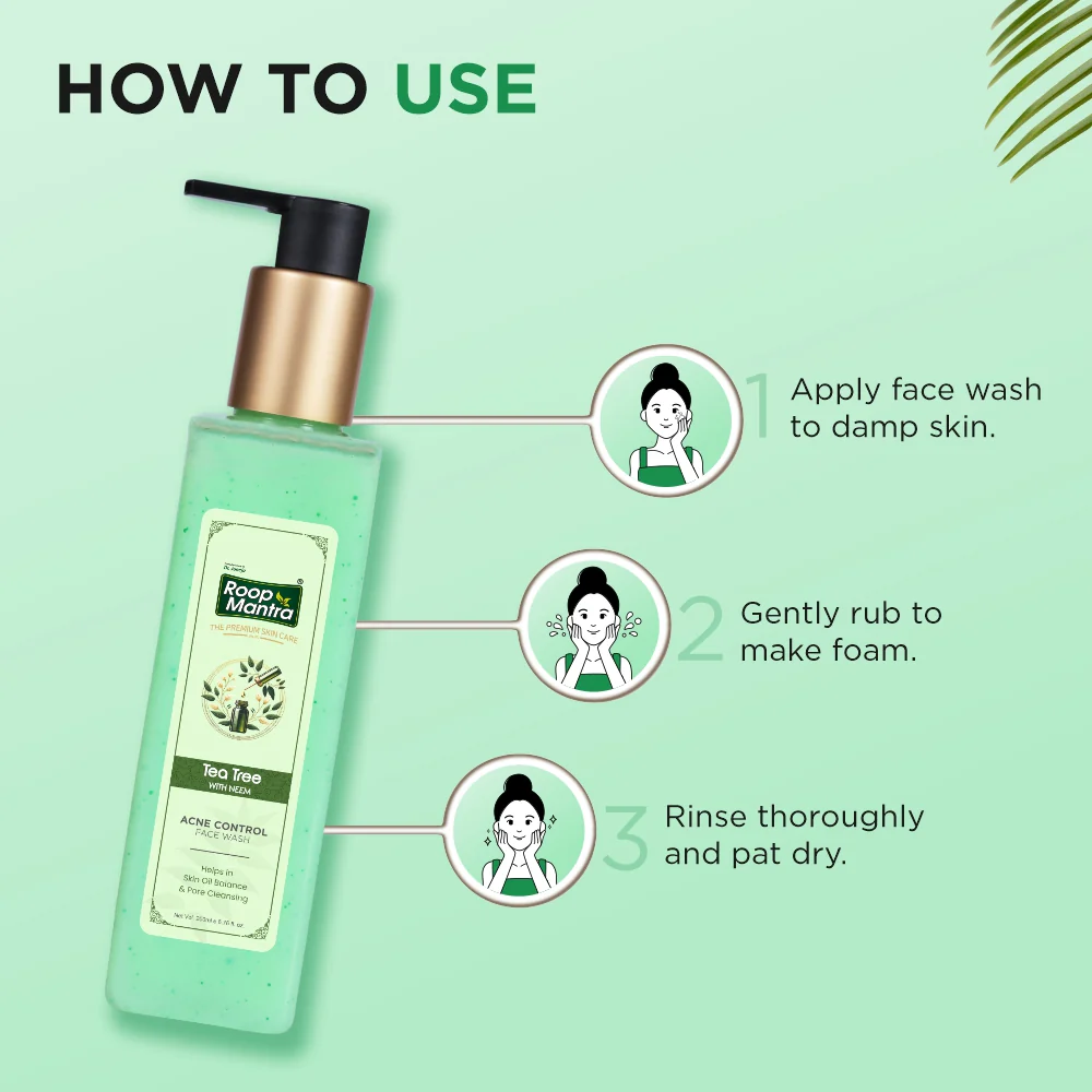 Roop Mantra Tea Tree Acne Control Face Wash - 200ml - Image 6